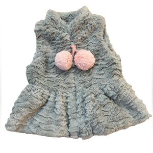 Widgeon Faux Fur Vest, Gray and Pink, Size 24 Months, Like New
